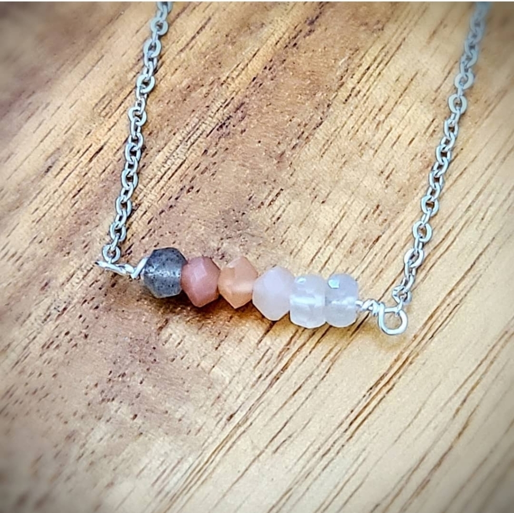 Minimalist Multi-color Moonstone Necklace